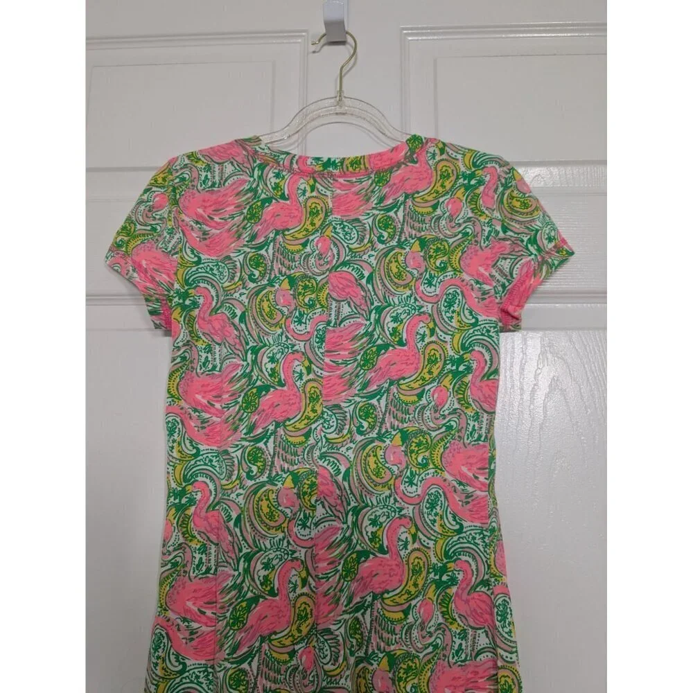 Lilly Pulitzer Flamingo Britton Dress Womens Size XS Green Paisley Hot Wings - Picture 7 of 11